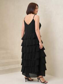 Chikora Plus Size Ruffle Hem Elegant & Romantic Camisole Dress