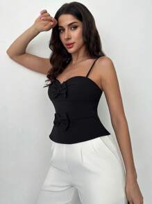 SHEIN Privé Women's Spring And Summer Elegant Romantic Fashion Commuter Sexy Fashion Office Black Tight Tops, Vacation Wear, Romantic Dating And Wedding Birthday Women's Clothes, Easter Women's Clothes, Banquet Women's Clothes, Music Festivals