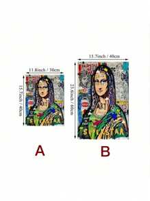 SHEIN 1pc Modern Graffiti Art, Mona Canvas Painting Poster Print ,Street Popular Art Wall Painting, For Home Decoration Painting, For Wall Decoration, No Frame