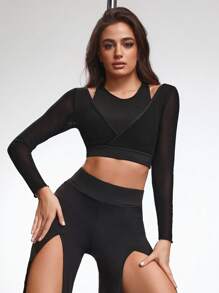 Menodora SHEIN Sport Casual Minimalist Sports T-Shirt & Tank Top, Suitable For Everyday Wear - Black - View 1