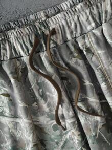 Men's Camouflage Print Sweatshirt And Sweatpants Set, Fall Clothes - Green - View 8