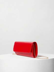 Red Stylish PU Envelope Bag With Detachable Chain Strap Evening Bag For Wedding Party Gift Travel Winter Gifts