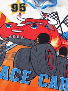 SHEIN Leap Crew 2 Packs Young Boy Leisure Sports College Artistic Style Retro Shawl Swimming Towel With Big Car Pattern Suitable For Back To School Suitable For Vacation Swimming Suitable For Daily Use Suitable For School Suitable For Travel Suitable For Sports Suitable For Spring And Summer Seasons - White - View 6