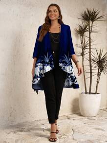EMERY ROSE Giacca oversize a maniche 7/8 con scollo aperto e orlo asimmetrico, adatta per l estate, elegante giacca bohémien per addio al nubilato