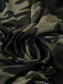 SHEIN LUNE Plus Size Women's Knitted Camouflage Front Neckline Cross Hollow Casual Daily Comfortable Camisole - Green - View 4