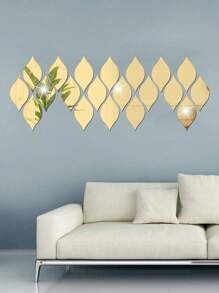 10 件/20 件/50 件反光亚克力水滴形镜面贴纸，自主设计 3D 艺术贴花，适用于客厅、浴室、家庭办公室墙壁乙烯基贴花，用于镜子墙壁装饰房间装饰墙镜镜子用于房间家居装饰浴室装饰客厅装饰 - 金色 - 查看 9