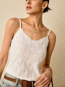 Poéselle Guipure Lace Trim Cami Top