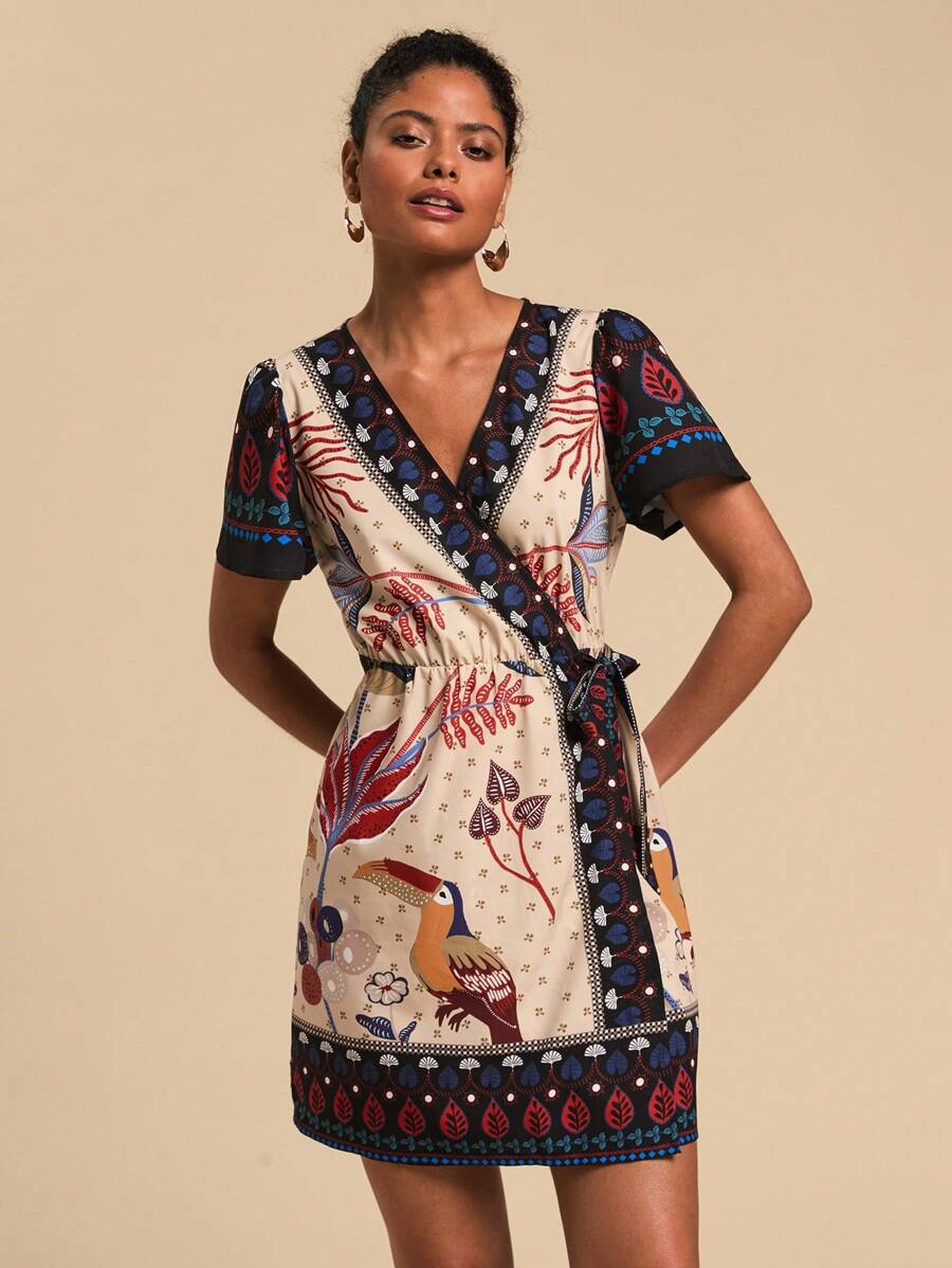 Travachic Váy quấn thắt nút họa tiết nhiệt đới Boho hoa, Quần áo nghỉ dưỡng nhiệt đới cho phụ nữ, Mùa hè, Trang phục nghỉ dưỡng cho phụ nữ, Váy cho phụ nữ - Nhiều màu - Xem 1