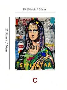 SHEIN 1pc Modern Graffiti Art, Mona Canvas Painting Poster Print ,Street Popular Art Wall Painting, For Home Decoration Painting, For Wall Decoration, No Frame