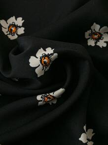 Linhara Plus Size Woman Simple Round Neck Floral Cap Sleeved Summer Outfits Clothes Loose Everything Holiday Casual Shirt - Black - View 4