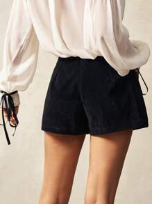 Bohemela 波西米亚风嬉皮铆钉细节系带高腰绒面短裤女式夏季服装短裤女式夏季服装短款服装女式短裤牛仔裤 - 黑色 - 查看 7