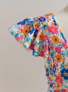 Soleia Women's Plus Size Holiday Yellow Fresh Fruit Flower Print Music Festival Cap Sleeves Backless Big Bowknot Top - Multicolor - View 3