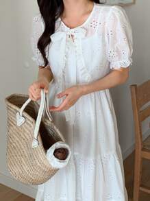 DAZY 女士优雅白色吊带连衣裙，A字型设计，搭配露脐上衣，两件套，夏季修身款 - 白色 - 查看 2