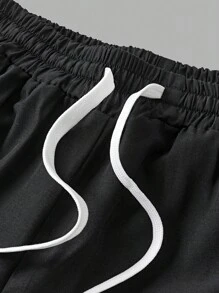 SHEIN 2 Stücke/Set für Teenager Mädchen Lässiger Sport Buchstaben & Symbol Muster weiß ärmellos Strick-Trägertop und weite Hose mit Kordel Dekor, vielseitige Sommer Mode
