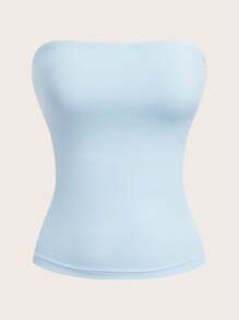 SHEIN EZwear 4pcs Casual Simple Solid Color Tube Tops - Multicolor - View 3