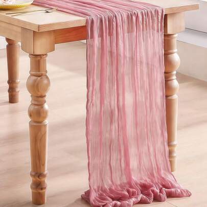 5 Cái/1 Cái 90cm*180cm Khăn trải bàn xếp ly màu hồng, Khăn trải bàn gấp, Trang trí sinh nhật, Trang trí đám cưới, Lễ hội, Trang trí nhà, Phòng tiệc, Khăn trải bàn trang trí, Khăn trải bàn màu trơn, Ngày lễ tình nhân