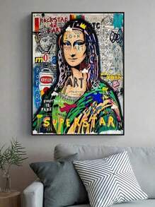SHEIN 1pc Modern Graffiti Art, Mona Canvas Painting Poster Print ,Street Popular Art Wall Painting, For Home Decoration Painting, For Wall Decoration, No Frame