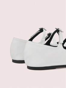 CUCCOO DOLLMOD Women's Retro Cute Sweet College Style Rhinestone Buckle Mary Jane Flat Shoes, Ideal For Spring Outfits And Vacation - White - View 8