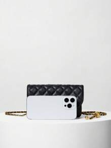 全新时尚百搭潮流菱形刺绣可拆卸链条迷你多功能腰包/单肩包