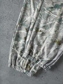 Men's Camouflage Print Sweatshirt And Sweatpants Set, Fall Clothes - Green - View 9