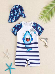 Baby (Boys) Swimsuit (Printing Positioning) - Blue - View 1