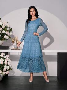 Modelyn Vestido elegante de mujer con cuello oblicuo y diseño de capas