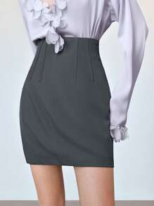 Arave Women's Office Chic Elegant Chic Spring/Summer High Waisted Mini Skirt,Summer Outfits For Women,Business Casual Skirt,Gray Skirt - Grey - View 7