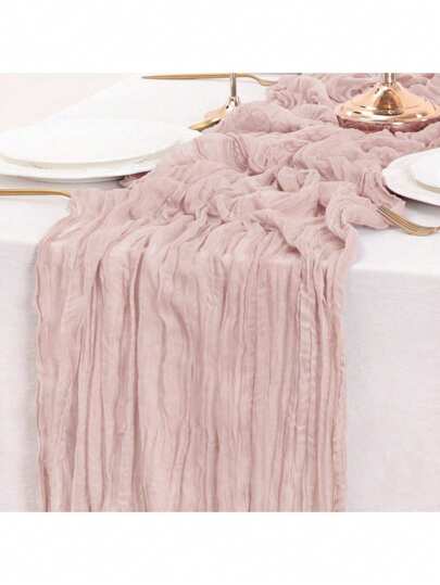 SHEIN 1/2/4/6 st 90*180 cm/90*300 cm/90*400 cm dammig rosa salvia bohemisk veckad duk, festduk Grov duk, lämplig för bröllop, bröllopsduschar, födelsedagsfester, helgdagar, familjebord Dagsdukar Alla hjärtans dag