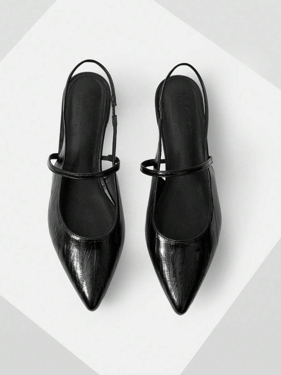 MOTF PREMIUM ZAPATOS PLANOS DE PUNTA FINA Y SENCILLOS DE MODA, ZAPATOS DE PRIMAVERA, VACACIONES DE PRIMAVERA PASCUA - Negro - Ver 1