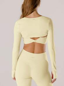 Aralina Leisurewear Womens Butter Yellow Body-Hugging Active Workout Crop Shrug