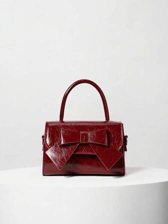 Lightweight, Business And Leisure, Fashion Bow Simple Handbag Bag Female 2024 New Fashion Versatile Advanced Sense Of Small Square Bag Shoulder Bag, Suitable For Young Girls, Female College Students, New People And White-Collar People, Very Suitable For The Office, University, Work, Business, Commuting, Outdoor, Travel, Outing, Best Valentine's Gift Choice Ever Christmas Winter Christmas Gifts