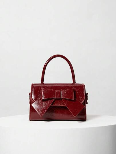 Lightweight, Business And Leisure, Fashion Bow Simple Handbag Bag Female 2024 New Fashion Versatile Advanced Sense Of Small Square Bag Shoulder Bag, Suitable For Young Girls, Female College Students, New People And White-Collar People, Very Suitable For The Office, University, Work, Business, Commuting, Outdoor, Travel, Outing, Best Valentine's Gift Choice Ever Winter Gifts