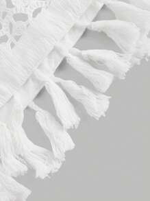 SHEIN MOD Rochie albă boho croșetată cu ciucuri, vacanță, stil hippie chic, casual, boemă, rochie de vacanță, rochie de primăvară-vară, ținută cowgi, ținută de concert pentru femei, ținute western pentru femei, ținute de plajă pentru femei, top hippie