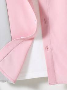 SHEIN Tween Boy Contrast Color Bow Tie Lapel Short-Sleeved Shirt Is Suitable For Summer Leisure Outings, Festivals, Parties, Weddings And Other All-Match And Versatile Occasions - Multicolor - View 6