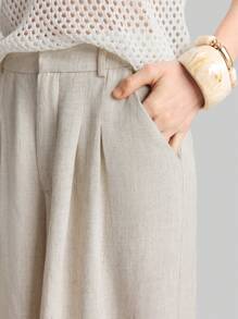 Ontre 2026春夏女士阔腿裤，休闲宽松褶裥腰裤，适合波西米亚风、伊比沙岛风、度假、节日、婚礼宾客、办公室、教师、返校等场合，带口袋，宽松版型，优雅都市时尚，百搭春夏裤装 - 卡其色 - 查看 7