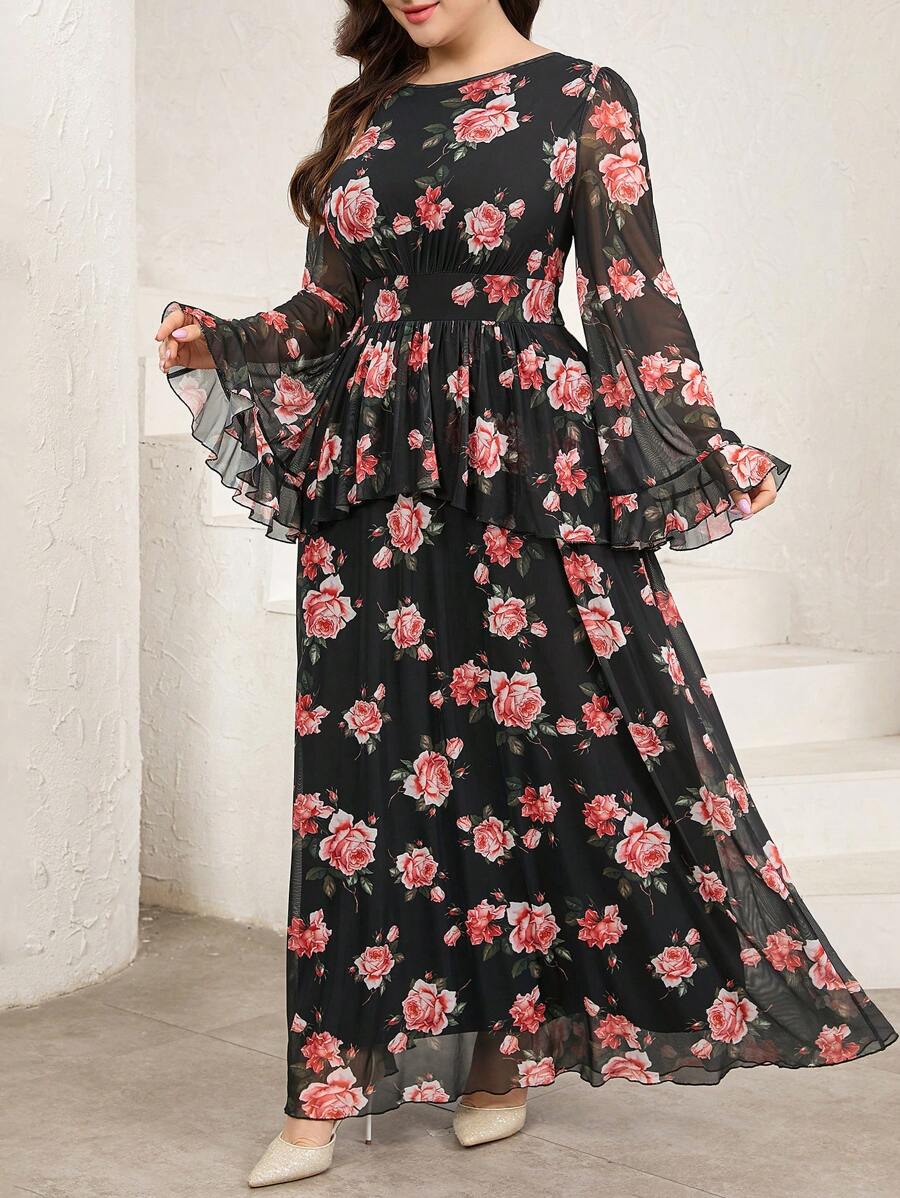 Modelyn Plus Size Dress Simple Fashion Casual Everyday - Multicolor - View 1