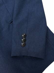 Manfinity Mode Jaket Blazer Pria Kasual Warna Polos, Gaya Sederhana untuk Pemakaian Sehari-hari - Navy Blue - View 4
