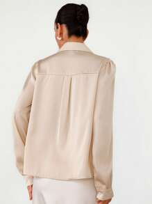 Aveloria Modichic Camisa elegante e intelectual para la oficina/trabajo, a juego con cuello de satén tipo seda - Albaricoque - Ver 3