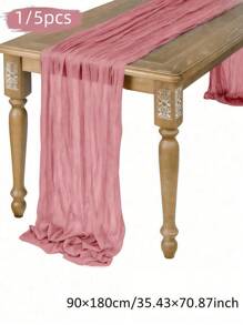 SHEIN 5 Stücke/1 Stück 90 cm * 180 cm rosa plissierter Tischläufer, faltbare Tischdecke, Geburtstagsdekoration, Hochzeitsdekoration, Festdekoration für Zuhause, Party Raum Tisch Dekoration Tischdecke, Tischläufer, einfarbige Tischdecke Valentinstag - Pink - Übersicht 3