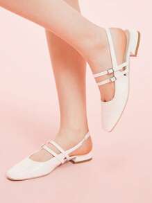CUCCOO DOLLMOD Women's Fashion White Shiny Patent Leather Patchwork Mary Jane Flats, Square Toe, Suitable For Commuting, Dating, Party, Festive, Holiday, Wedding Spring Shoes Spring Break Easter - Chantilly - View 4