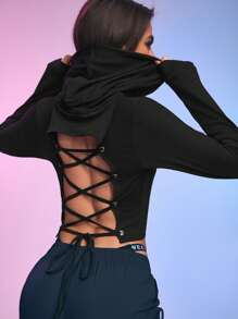 Menodora SHEIN Sport Casual Sports Sweatshirt, Minimalist & Fashionable For Everyday Wear - Black - View 1