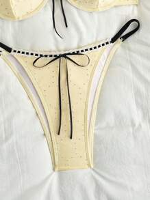 Swim Mod Women's Beach Holiday Contrast Trim Swimwear Bikini Set, Summer Vacation - Yellow - View 5