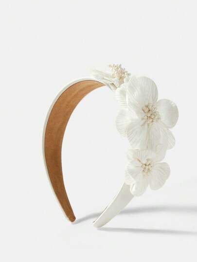 MOTF PREMIUM FASHIONABLE WHITE FLOWER WIDE-BRIMMED VERSATILE HEADBAND HAIRBAND HAIR HOOP