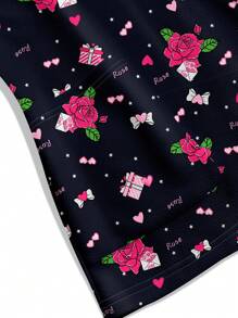 PopScrub Rose & Heart Print Nurse Scrub Uniform Top, Spring - White - View 3