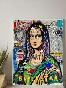 SHEIN 1pc Modern Graffiti Art, Mona Canvas Painting Poster Print ,Street Popular Art Wall Painting, For Home Decoration Painting, For Wall Decoration, No Frame