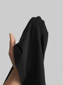 Ontre 女式新款设计2025款侧镂空可调节抽绳松紧腰针织裙，简约优雅时尚，适合春季，复古风格 - 黑色 - 查看 10