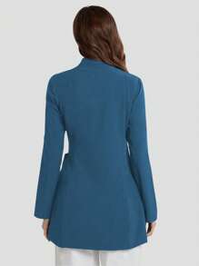 TaskEZ Simple Solid Color Stand Collar Scrub Uniform Jacket - Blue - View 2