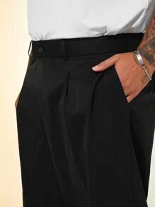 EASEVO Plus Size Men's Loose Woven Black Long Casual Pants