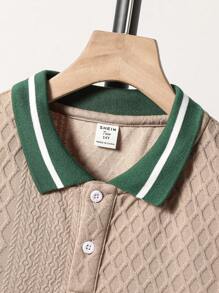 SHEIN Vacaura 2pcs/Set Teenage Boys Fashionable Polo Collar T-Shirt And Casual Shorts Set