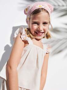 SHEIN Young Girl Embroidered Ruffle Top And Shorts Loose-Fitting Set - Multicolor - View 5